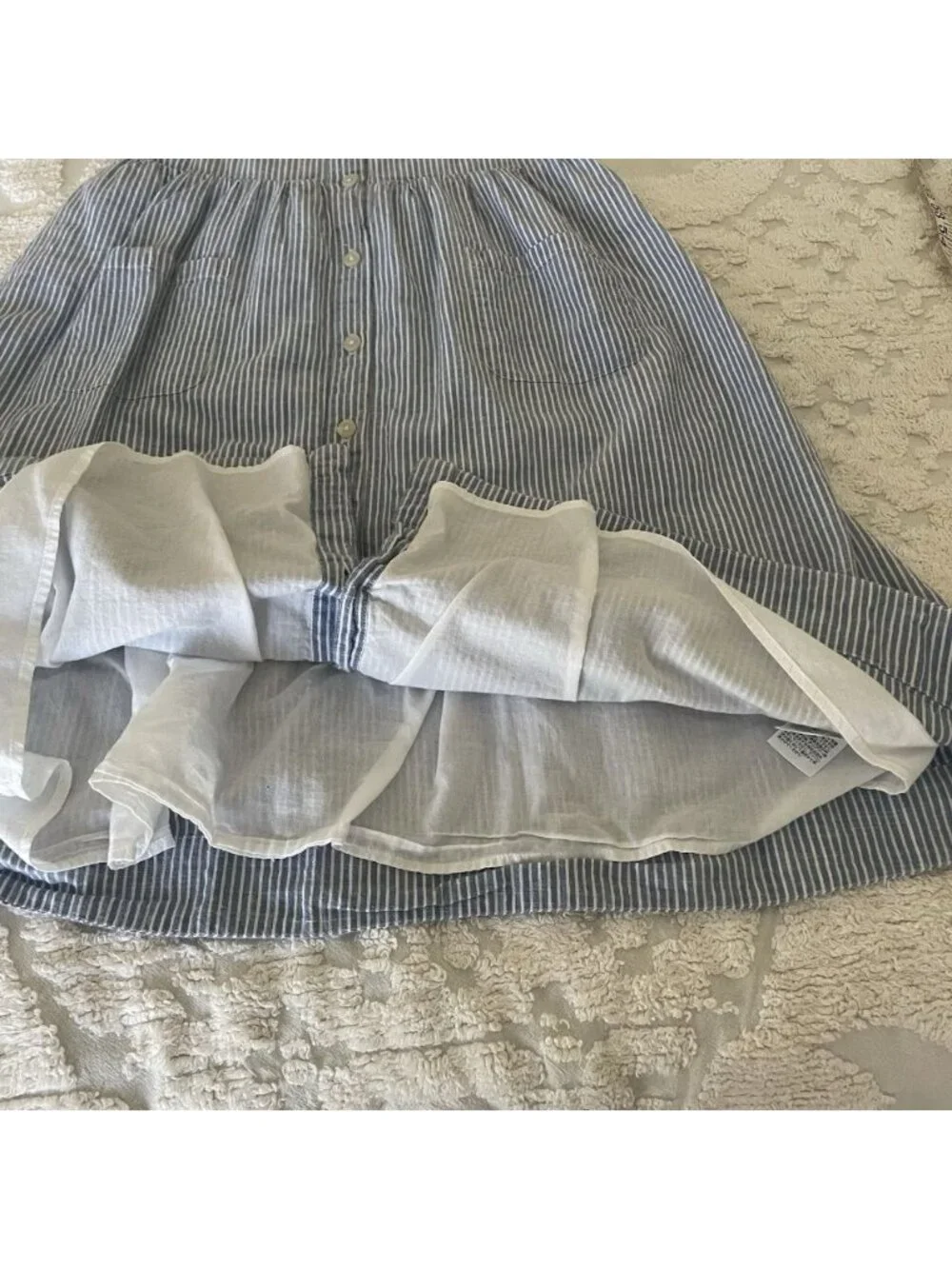 Crewcuts Blue & White Striped Dress Size 12 Girls Cotton Classic Preppy Summer